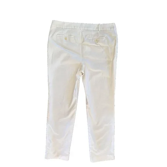 Talbots Newport size 12 white dress pant pockets straight leg‎ stretch cotton - Picture 3 of 10